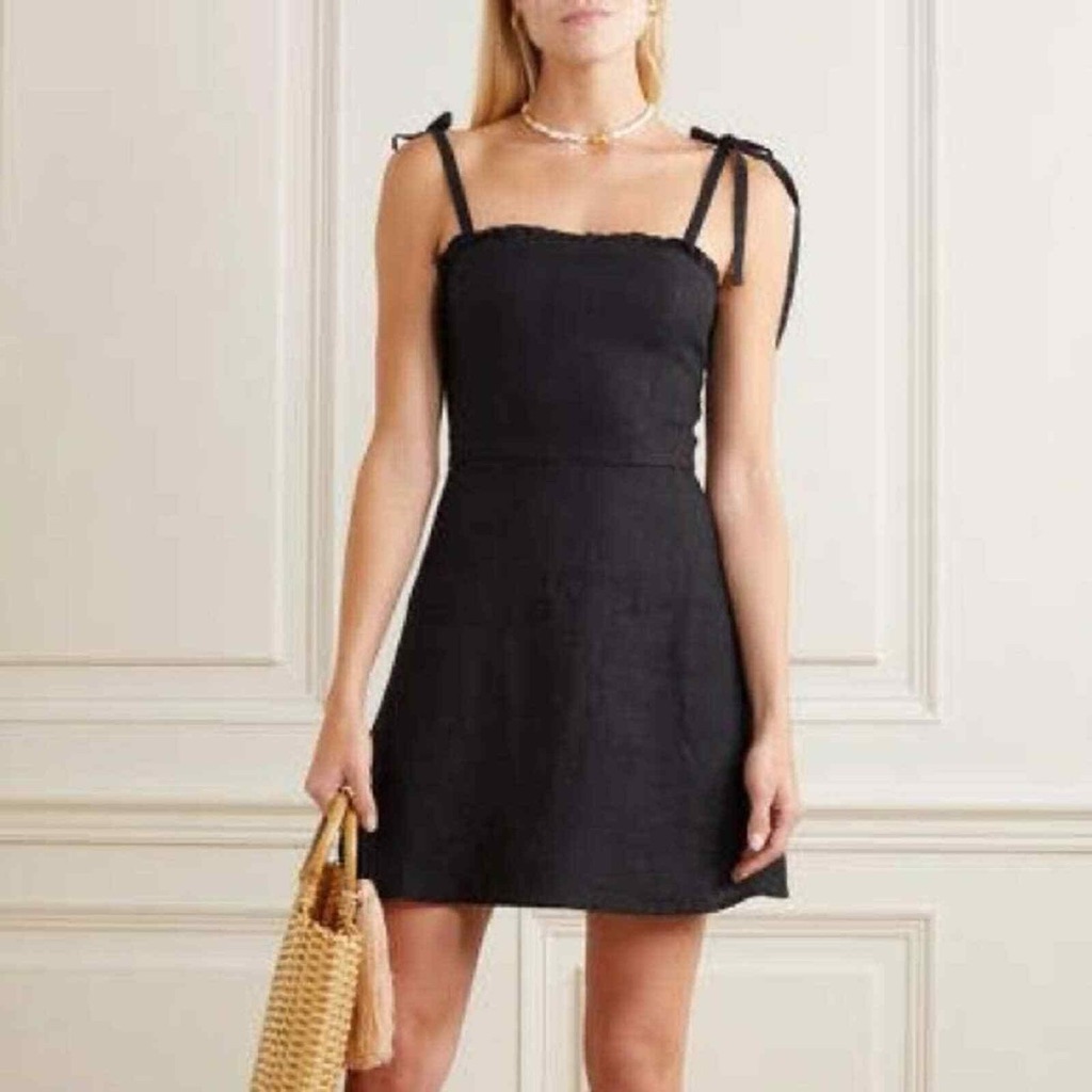 Honorine Poppy Poppy Black Linen Dress